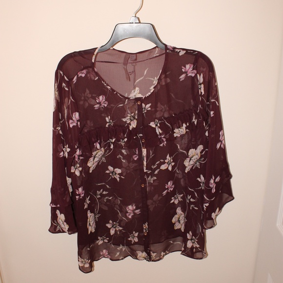 LC Lauren Conrad Tops - LC Lauren Conrad Tiered Ruffle Button Down XXL